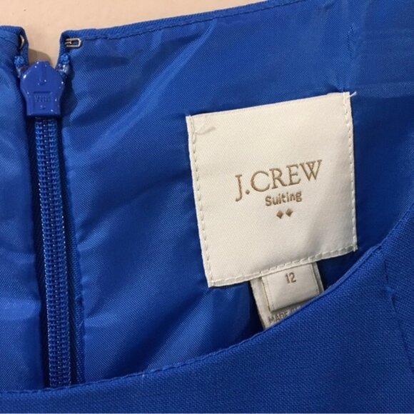 J.crew Womens Size 12 Tailored Suiting Sheated Dress Blue Lightweight Wool - Picture 4 of 6